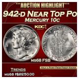 1942-d Mercury Dime Near Top Pop! 10c ms68 FSB SEG