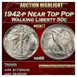 1942-p Walking Liberty Half Dollar Near Top Pop 50
