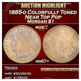 1885-o Morgan Dollar Colorfully Toned Near Top Pop