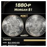 1880-p Morgan Dollar $1 Grades ms65+
