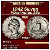 1942 Proof Washington Quarter Silver 25c pr68+ SEG