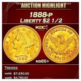 1888-p Gold Liberty Quarter Eagle $2 1/2 ms65+ SEG