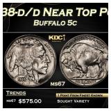 1938-d/d Buffalo Nickel Near Top Pop 5c ms67 SEGS