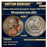 1944-s Washington Quarter Monster Rainbow Toned TO