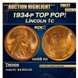 1934-p Lincoln Cent TOP POP! 1c ms68 rd SEGS