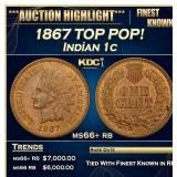 1867 Indian Cent TOP POP! 1c ms66+ rb SEGS
