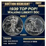 1939 Proof Walking Liberty Half Dollar TOP POP! 50