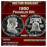 1950 Proof Franklin Half Dollar 50c pr65+ DCAM SEG