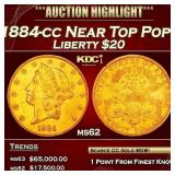 1884-cc Gold Liberty Double Eagle Near Top Pop! $2
