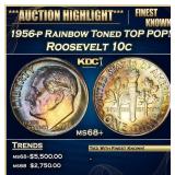 1956-p Roosevelt Dime Rainbow Toned TOP POP! 10c m