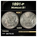 1891-p Morgan Dollar $1 Grades ms64