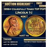 1956-p Lincoln Cent Colrofully Toned TOP POP! 1c m