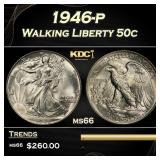 1946-p Walking Liberty Half Dollar 50c Grades ms66