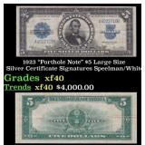 1923 $5 Large Size Silver Certificate "Porthole No