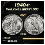 1940-p Walking Liberty Half Dollar 50c ms67 SEGS