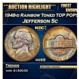 1948-d Jefferson Nickel Rainbow Toned TOP POP! 5c