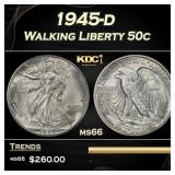 1945-d Walking Liberty Half Dollar 50c Grades ms66