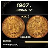 1907 Indian Cent . 1c Grades ms64 rd