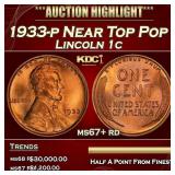 1933-p Lincoln Cent Near Top Pop 1c ms67+ rd SEGS