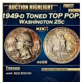 1949-d Washington Quarter Toned TOP POP! 25c ms68