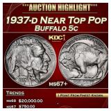 1937-d Buffalo Nickel Near Top Pop 5c ms67+ SEGS