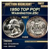 1950 Proof Washington Quarter TOP POP! 25c pr69 SE