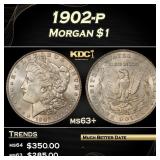 1902-p Morgan Dollar $1 Grades ms63+