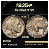 1935-p Buffalo Nickel 5c Grades ms65
