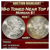 1888-o Morgan Dollar Toned Near Top Pop $1 ms66+ S