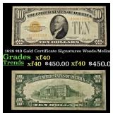 1928 $10 Gold Certificate Signatures Woods/Mellon