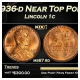 1936-d Lincoln Cent Near Top Pop 1c ms67 rd SEGS