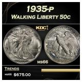 1935-p Walking Liberty Half Dollar 50c Grades ms66