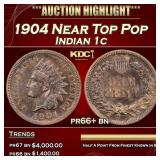 1904 Proof Indian Cent Near Top Pop 1c pr66+ bn SE