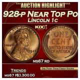 1928-p Lincoln Cent Near Top Pop! 1c ms67 rd SEGS