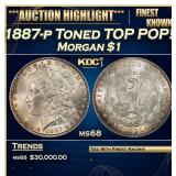 1887-p Morgan Dollar Toned TOP POP! $1 ms68 SEGS