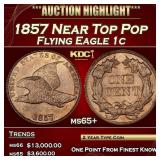1857 Flying Eagle Cent Near Top Pop 1c ms65+ SEGS