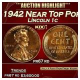 1942 Proof Lincoln Cent Near Top Pop 1c pr67 rd SE