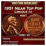 1951 Proof Lincoln Cent Near Top Pop 1c pr68+ rd S