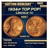1934-p Lincoln Cent TOP POP! 1c ms68 rd SEGS