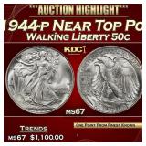 1944-p Walking Liberty Half Dollar Near Top Pop 50