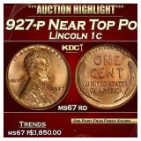 1927-p Lincoln Cent Near Top Pop! 1c ms67 rd SEGS