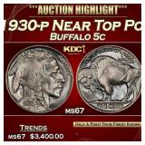 1930-p Buffalo Nickel Near Top Pop 5c ms67 SEGS