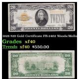 1928 $20 Gold Certificate FR-2402 Woods/Mellon Gra