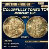 1917-d Mercury Dime Colorfully Toned TOP POP! 10c