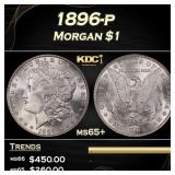 1896-p Morgan Dollar $1 Grades ms65+