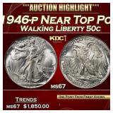 1946-p Walking Liberty Half Dollar Near Top Pop 50