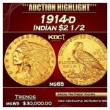 1914-d Gold Indian Quarter Eagle $2 1/2 ms65 SEGS