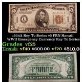 1934A $5 FRN Hawaii WWII Emergency Currency Key To