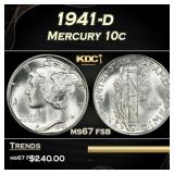 1941-d Mercury Dime 10c ms67 fsb SEGS