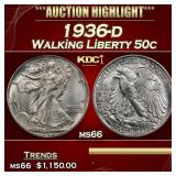 1936-d Walking Liberty Half Dollar 50c ms66 SEGS
